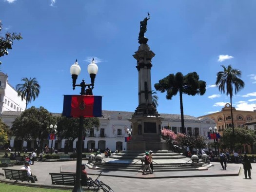 The plaza near my hostel in the historical district of Quito